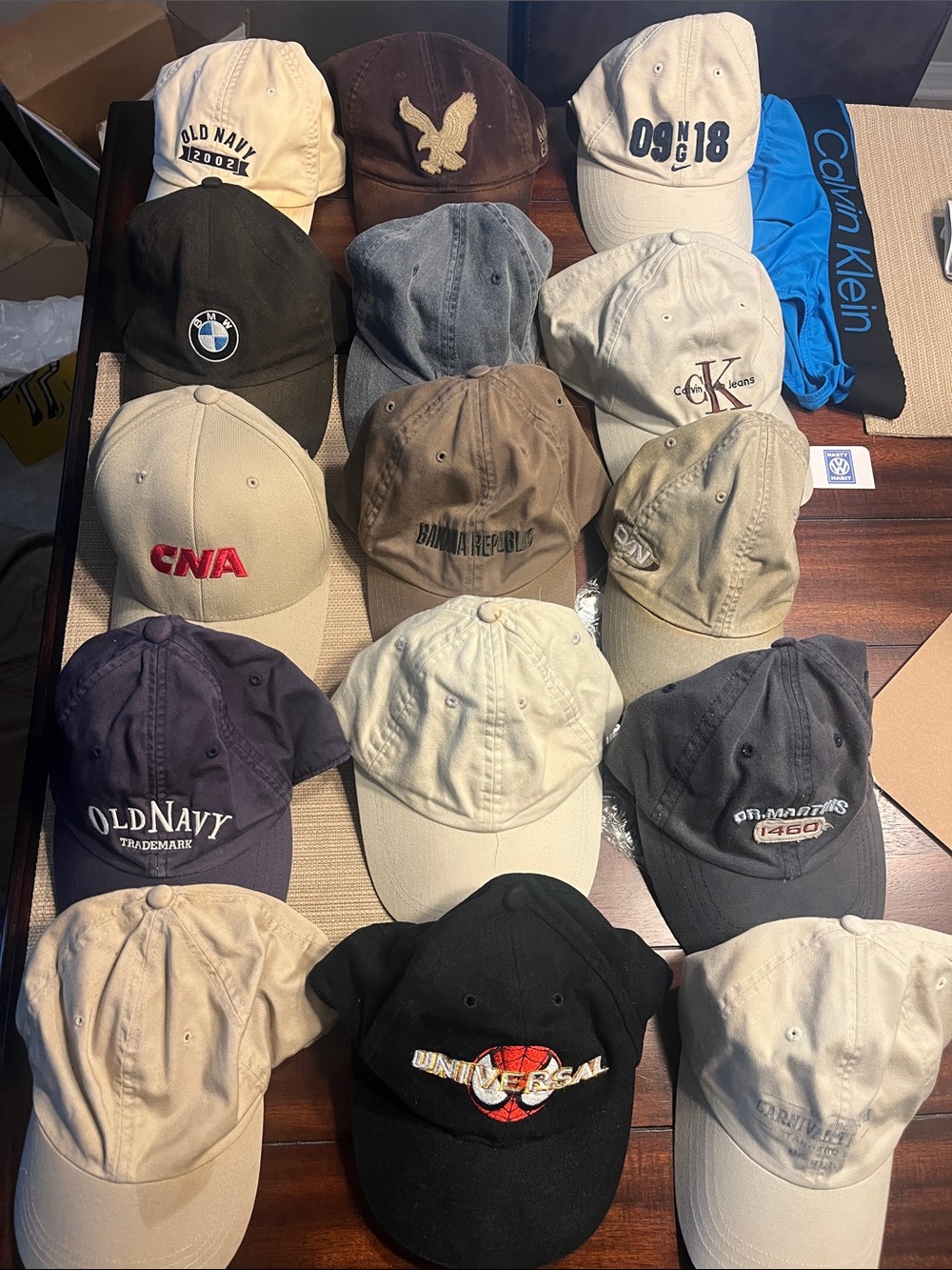 Get this bundle of 14 + Universal Black Baseball Cap  Milti Logo hats